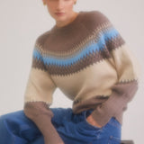 Patchwork Crew Neck Knit Sweater
