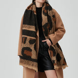 Thick Loop Knit Leopard Pattern Scarf