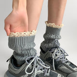 Crochet Lace Trim Cable Knit Boot Cuffs