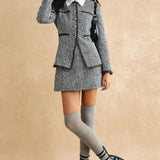Vintage Tweed Lapel Jacket & Skirt Two Piece Set