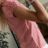 Versatile Red White Plaid Blouse