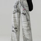 Metal Love Chain Straight Leg Jeans