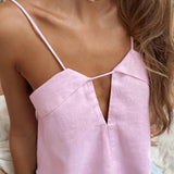 Solid Casual Cropped Triangle Cutout Trendy Cami Top