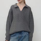 Vintage Polo Neck Cable Sweater