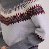 Patchwork Crew Neck Knit Sweater