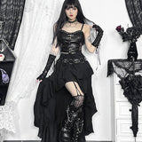Women's SteamRetro Gothic Pleated Asymmetric Hi-Low Lace Party Irregular Victorian High-Low Bustle Skirt