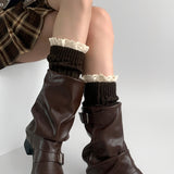 Crochet Lace Trim Cable Knit Boot Cuffs