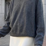 Plain Ribbed Long Sleeve Sweater