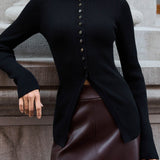 Fitted Button Up Knit Sweater