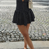 Hollow Polka Dot Bodycon Mini Dress
