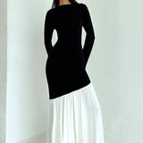 Bodycon Ruched Patchwork Maxi Dress