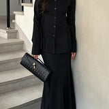 Slim Fit V Neck Blazer Two Piece Set