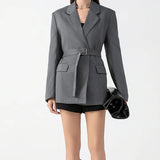 Belted Oversized Casual Blazer