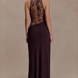 Halter Lace Cowl Bodycon Dress