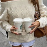 Solid Off Shoulder Pullover Sweater