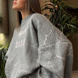 Contrast Letter Knit Pullover Sweater
