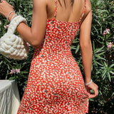 Red Cami Floral Dress