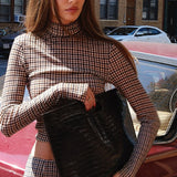Stylish Plaid Slim Neat Two Piece Set