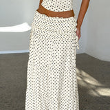 Polka Dot Strapless Side Bow Maxi Skirt Set