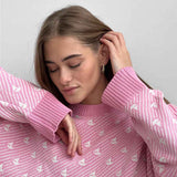 Sailboat Pattern Crew Neck Knit Sweater