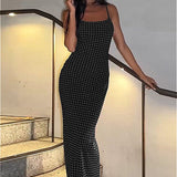 Polka Dot Cami Bodycon Maxi Dress