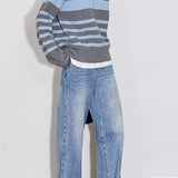 Color Block Striped Knit Sweater