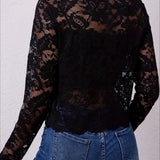 Lace See-Through Long Sleeve Cardigan