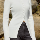 Fitted Button Up Knit Sweater