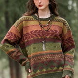 Distressed Geometric Knit Sweater