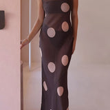Vintage Polka Dot Sleeveless Bodycon Maxi Dress