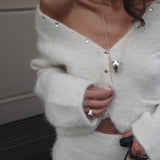 Diamond Button Knit Set Plush Lazy Luxury Two Piece Set