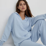 Polo Collar Knit Pullover Wide-Leg Pants Two Piece Set