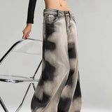 Vintage Grey Tie Dye Wide Leg Jeans