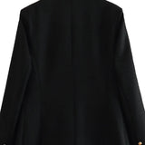 Textured Double-Breasted Mid-Length Blazer