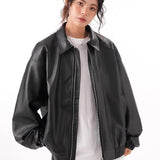 Vintage PU Leather Lapel Jacket