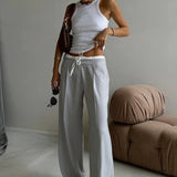 Tie Waist Two Piece Look Trousers Pants