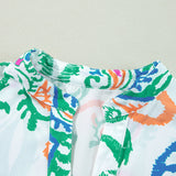 Green Tribal Bracelet Sleeve Buttoned Mini Dress