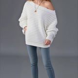 Textured One Shoulder Knit Sweater