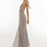 Floral Halter Neck Backless Bodycon Maxi Dress