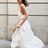 Boho Lace Patchwork Ruffle Loose Maxi Dress