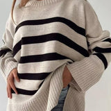 Loose Fit Striped Knit Sweater
