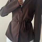 Lace-up Waist Fitted Blazer