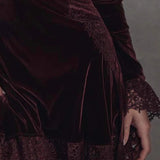 Velvet Lace Trim Mini Dress