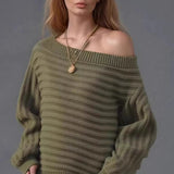 Textured One Shoulder Knit Sweater