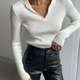 Elegant Polo Neck Knit Sweater
