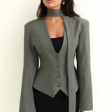 Scarf Collar Commuter Blazer