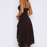 Dancing In Greece Midi Dress Chocolate