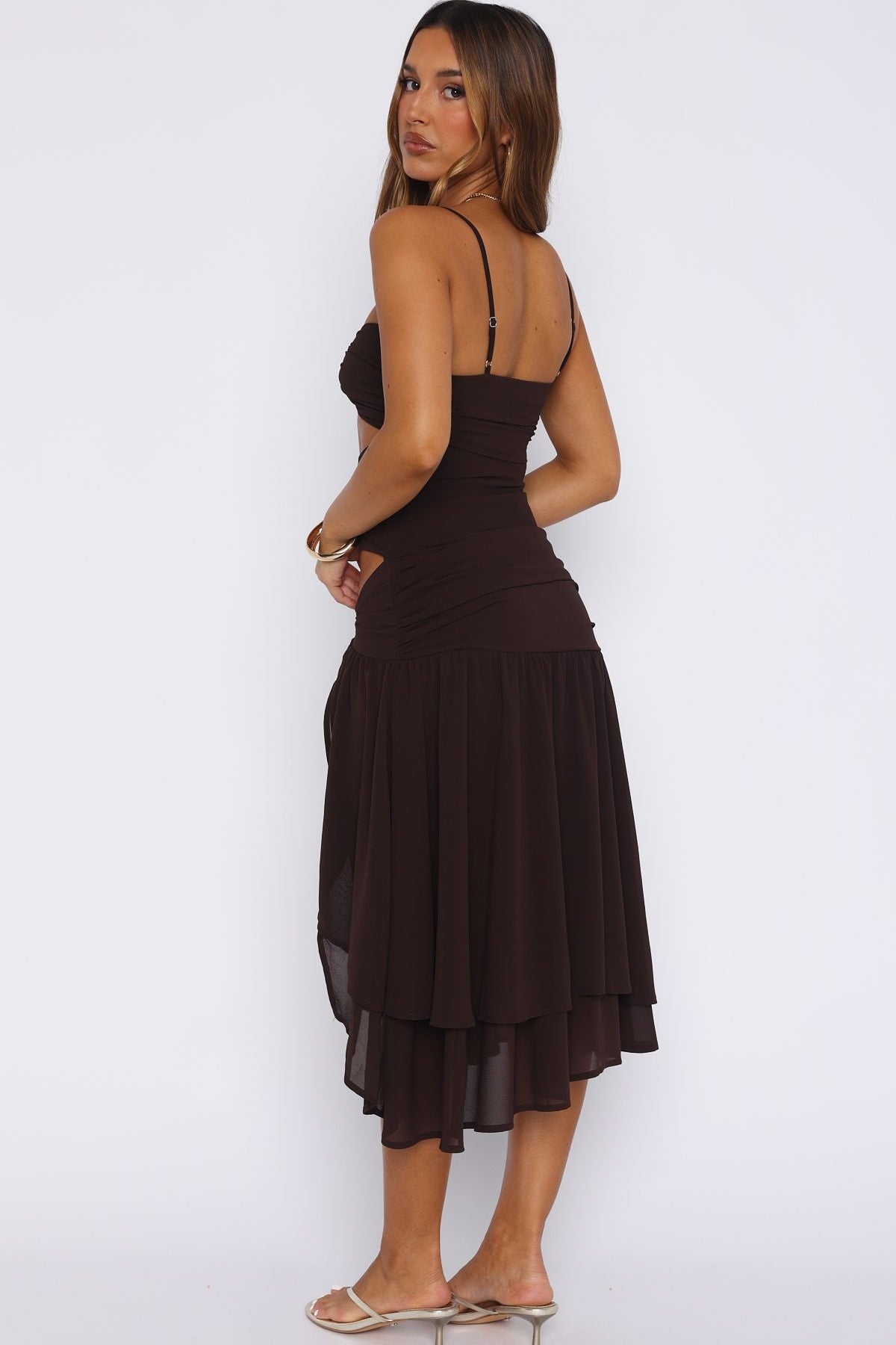 Dancing In Greece Midi Dress Chocolate