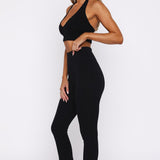 Scared To Confess Seamless Ribbed Flare Pants Black
