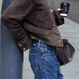 Brown Cropped Casual Jacket
